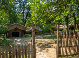 Draghiceni, Olt region village with half underground houses relocated to Herăstrău Park,...