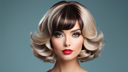 Fototapeta premium Hairstyle Revolution - Fashionable Black and brown Wig Design for the Bold