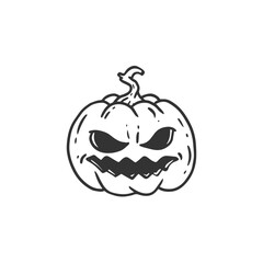 halloween pumpkin isolated on white. Halloween pumpkin coloring page for kids. Black and white illustration. Vector illustration.
