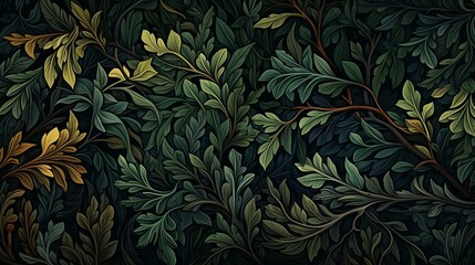 Patterns formed by the overlapping and interweaving branches and leaves of a dense forest, creating a captivating natural mosaic.
