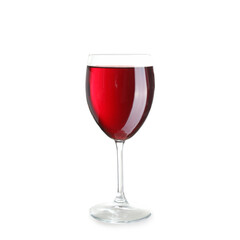 Glass of red wine on white background