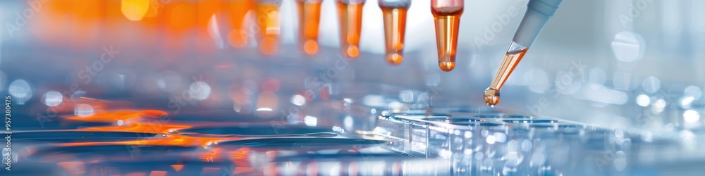 Aufkleber multichannel pipette and multiwell plate designed for dna amplification featuring a shallow depth of