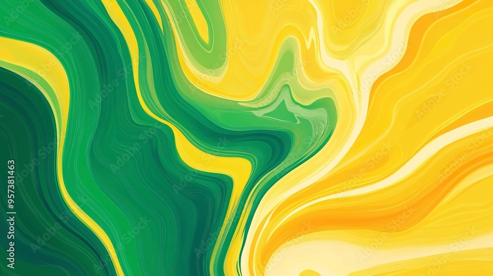 Wall mural Abstract green and yellow color background. Vector illustration -generative ai