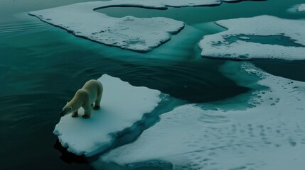 Naklejka premium Polar Bear on a Melting Ice Floe