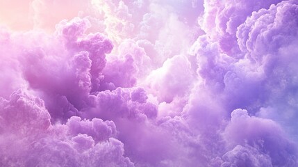 Fototapeta premium Fantasy sky with sugar cotton purple clouds in a dreamy background generative ai