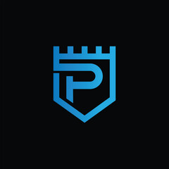 Letter P with Shield logo design Template, P shield logo 