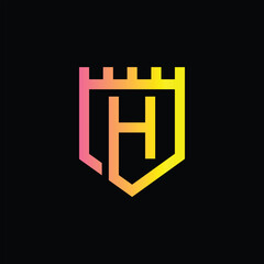 Fototapeta premium Letter H shield logo design template, Premium monogram business sign, H with shield design