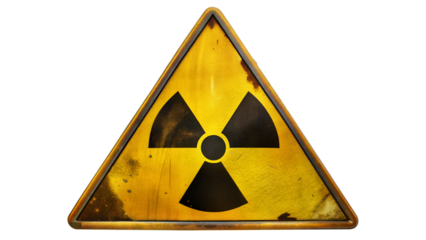 Warning Symbol for Radioactive Material Displayed on an Aged Yellow Background