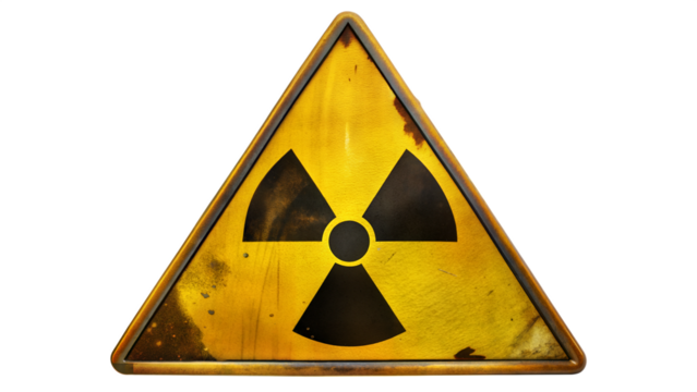 Warning Symbol for Radioactive Material Displayed on an Aged Yellow Background