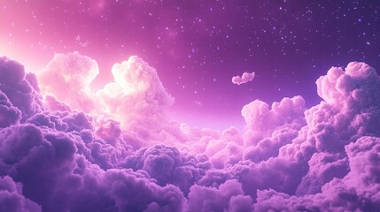 Fantasy sky with sugar cotton purple clouds in a dreamy background generative ai
