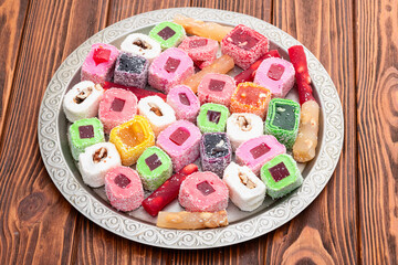 Turkish delight candy . Rahat lokum photography