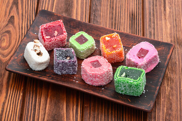 Turkish delight candy . Rahat lokum photography