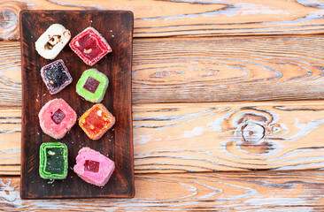 Turkish delight candy . Rahat lokum photography