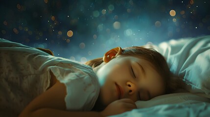 Adorable little child girl sleeping in the bed