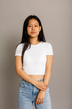 Chinese woman looking at camera