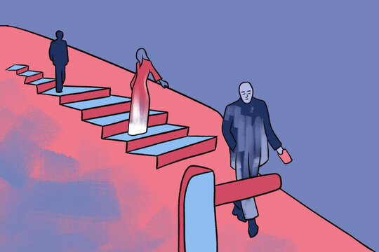Commuting down staircase