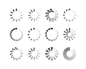 Collection Loading bar status icon. Vector illustration. Set of vector loaded icons. Download progress. Donload or Upload.