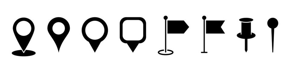 Location icon set. Pinpoint symbol.