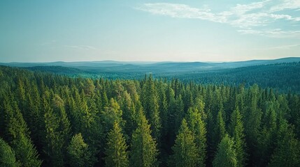 Obraz premium A cluster of trees in a forest, surrounded by a blue sky and scattered clouds above