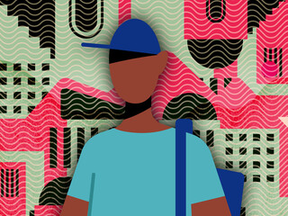 Black man in city street