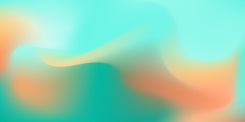 Abstract pastel orange and mint teal vibrant mesh gradient colors background. Soft trendy y2k green and peach color wallpaper for mobile apps, ui design, banner, poster, business concept