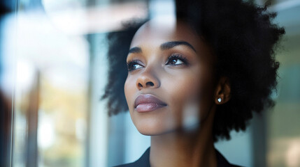 Obraz premium Portrait of African dark skin female business professional at office 