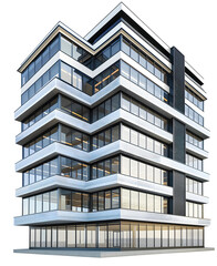 Fototapeta premium Modern Abstract Office Building. Contemporary Style Exterior Design. Perspective View. Ai Generative 