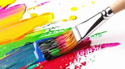 Obraz premium Paintbrush and Colorful Strokes