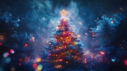 Abstract fantasy festive christmas tree background header wallpaper background