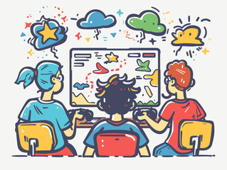 Fototapeta premium Multiplayer Mayham: Illustrated Chaos of Cooperation and Competition