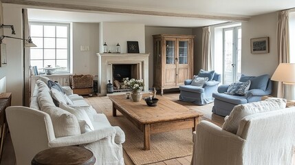 Fototapeta premium country home interior design of modern living room. 