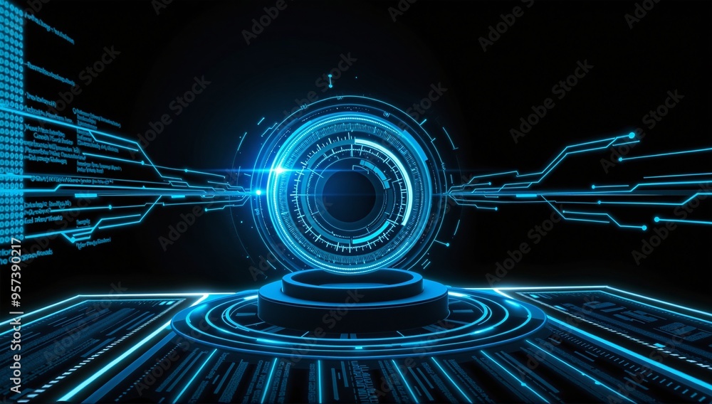 Poster abstract technological network display