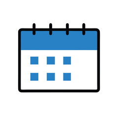 a Calendar icon and blue square black logo icon vector silhouette,  