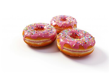 Delicious colorful donuts isolated on white background