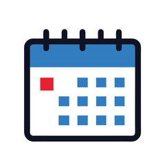 a Calendar icon and blue square black logo icon vector silhouette,  