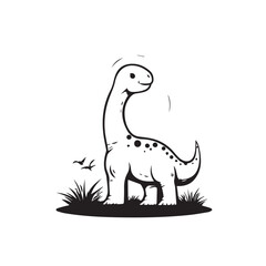 dinosaur in cartoon, doodle style . Image for t-shirt, web, mobile apps and ui. Isolated 2d vector illustration in logo, icon, sketch style, Eps 10, black and white. AI Generative