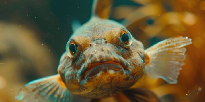 Close up of young wolf fish also referred to as wolf eel sea wolf devil fish or Atlantic catfish