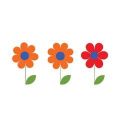a Flat style spring flower set, vector illustration silhouette,  