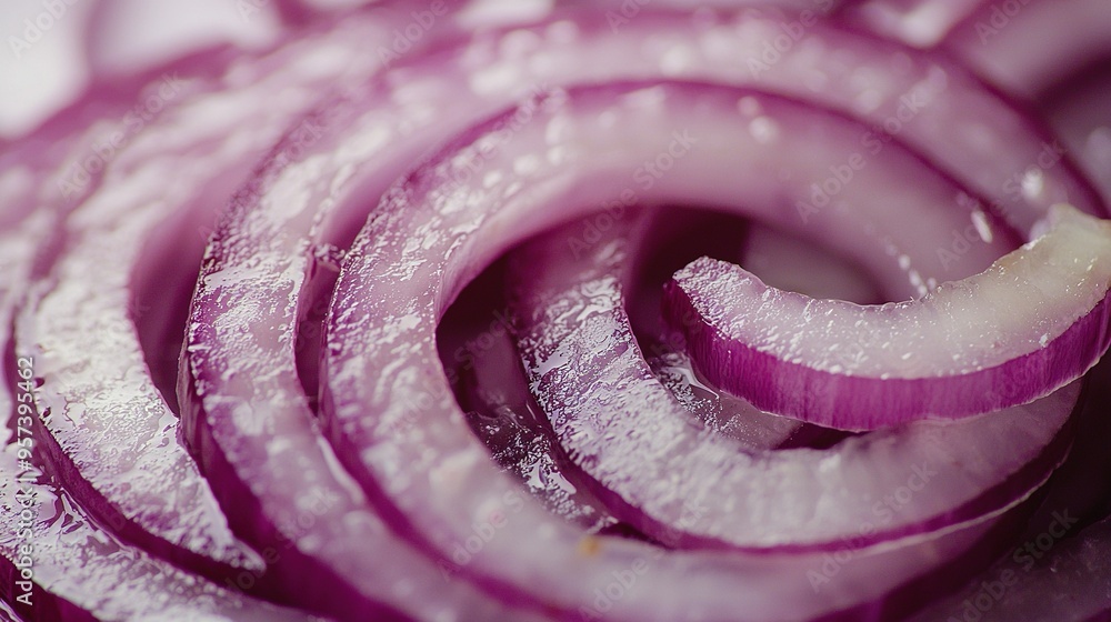 Aufkleber a macroscopic view of a segmented onion with water droplets emanating from the edges of each section