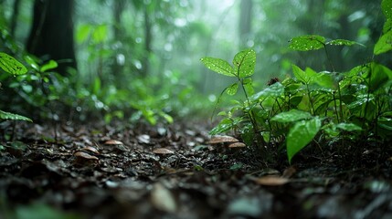  Lush green forest bursting with diverse flora