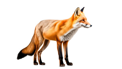 Fototapeta premium Full body profile of Fox isolate on a transparent background. 