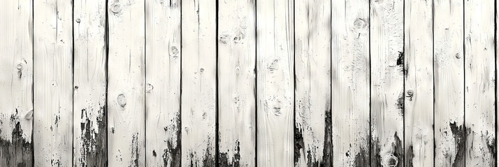 Whitewashed wood paneling with chipping paint creates a rustic and weathered texture.