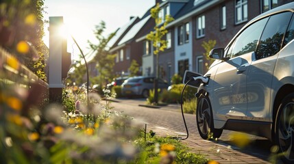 Charging of electric car in the village