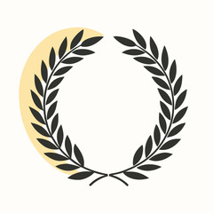 a SLaurel Leaf Wreath crown branch black logo icon vector silhouette, isolated white background