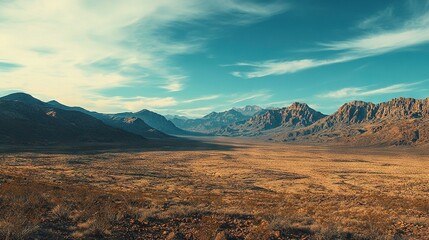   A picture featuring a mountainous landscape with a clear blue sky and scattered clouds overhead