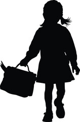 Shopping girl silhouette vector.