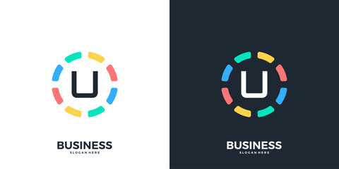 Colorful circle with letter U logo icon vector. Modern initial technology logo design template. © godbless99