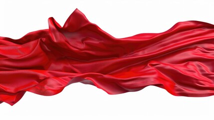 Colorful red flag waving in the wind on isolated white background