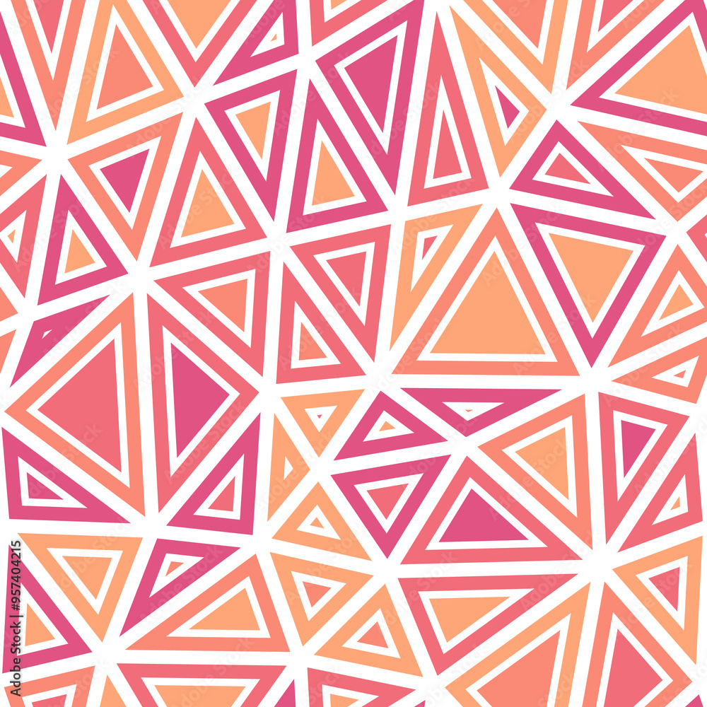 Poster minimal geometric background with large triangles in a coral pink palette. solid shapes in frames wi