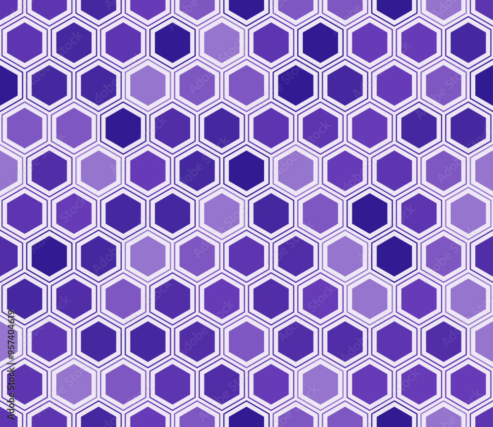 Poster abstract background with mosaic hexagon shapes. hexagon mosaic pattern with inner solid cells. purpl
